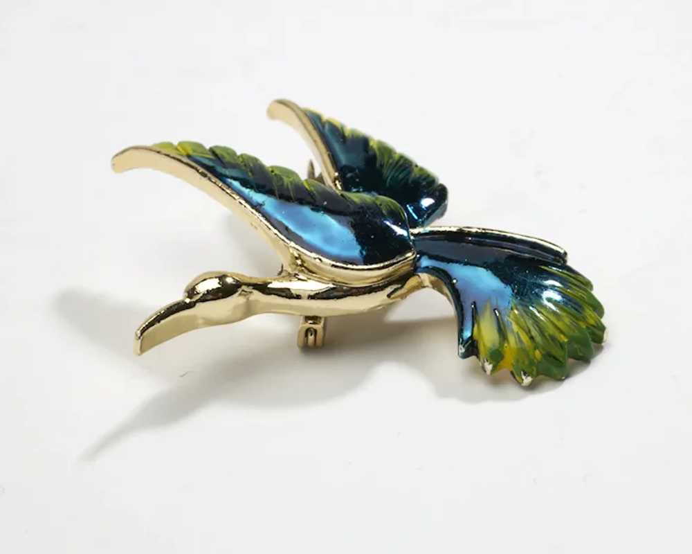 Vintage Gerry's Tropical Bird Enamel Brooch Pin i… - image 3