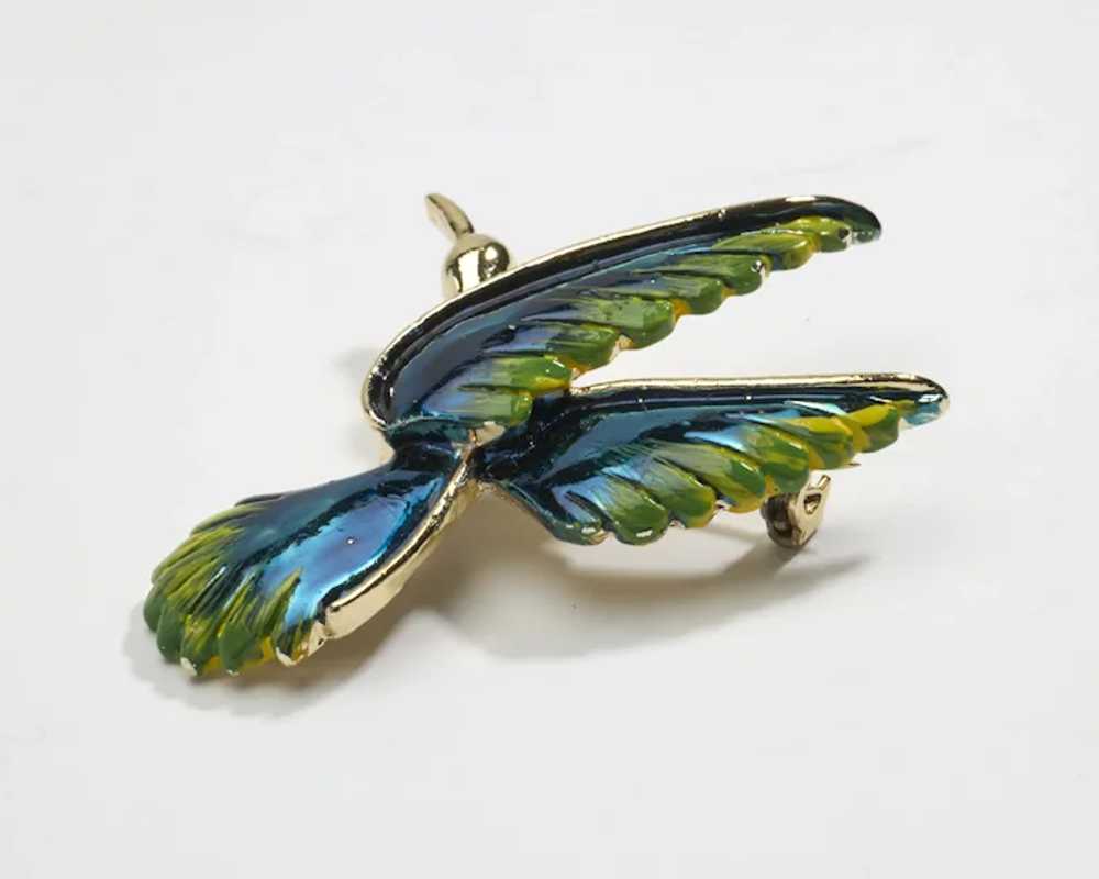 Vintage Gerry's Tropical Bird Enamel Brooch Pin i… - image 4