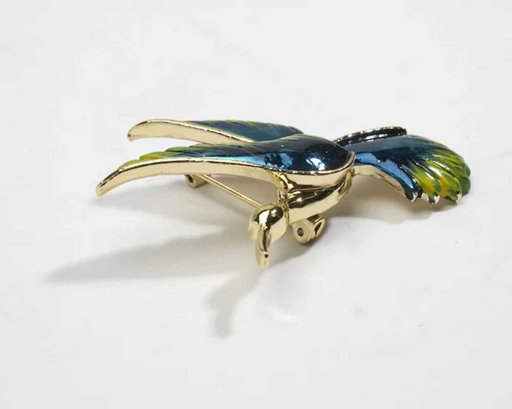Vintage Gerry's Tropical Bird Enamel Brooch Pin i… - image 7