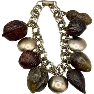 Vintage peanut nut acorn charm bracelet - image 1