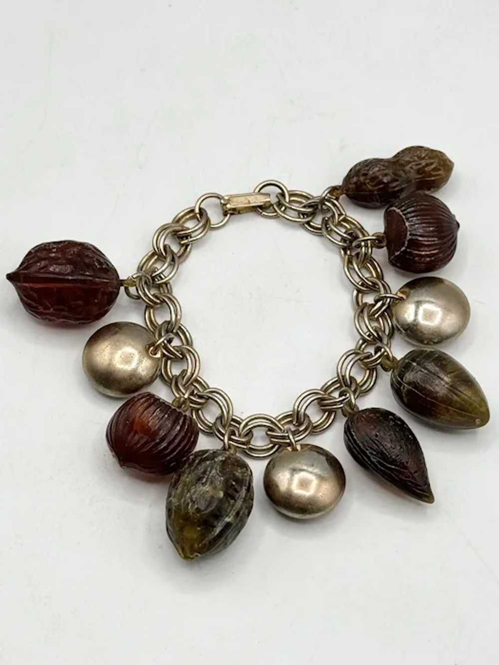 Vintage peanut nut acorn charm bracelet - image 2
