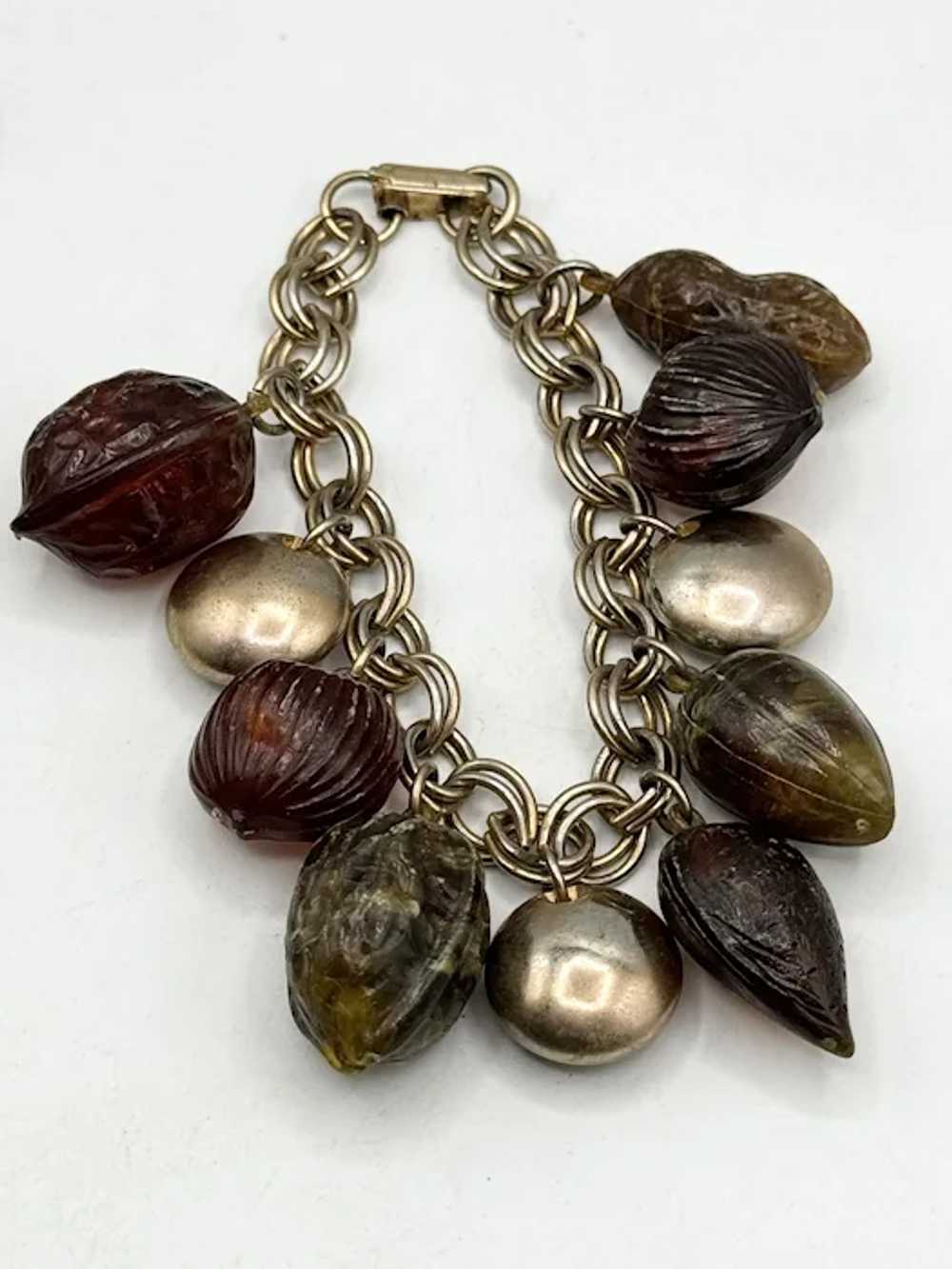 Vintage peanut nut acorn charm bracelet - image 4