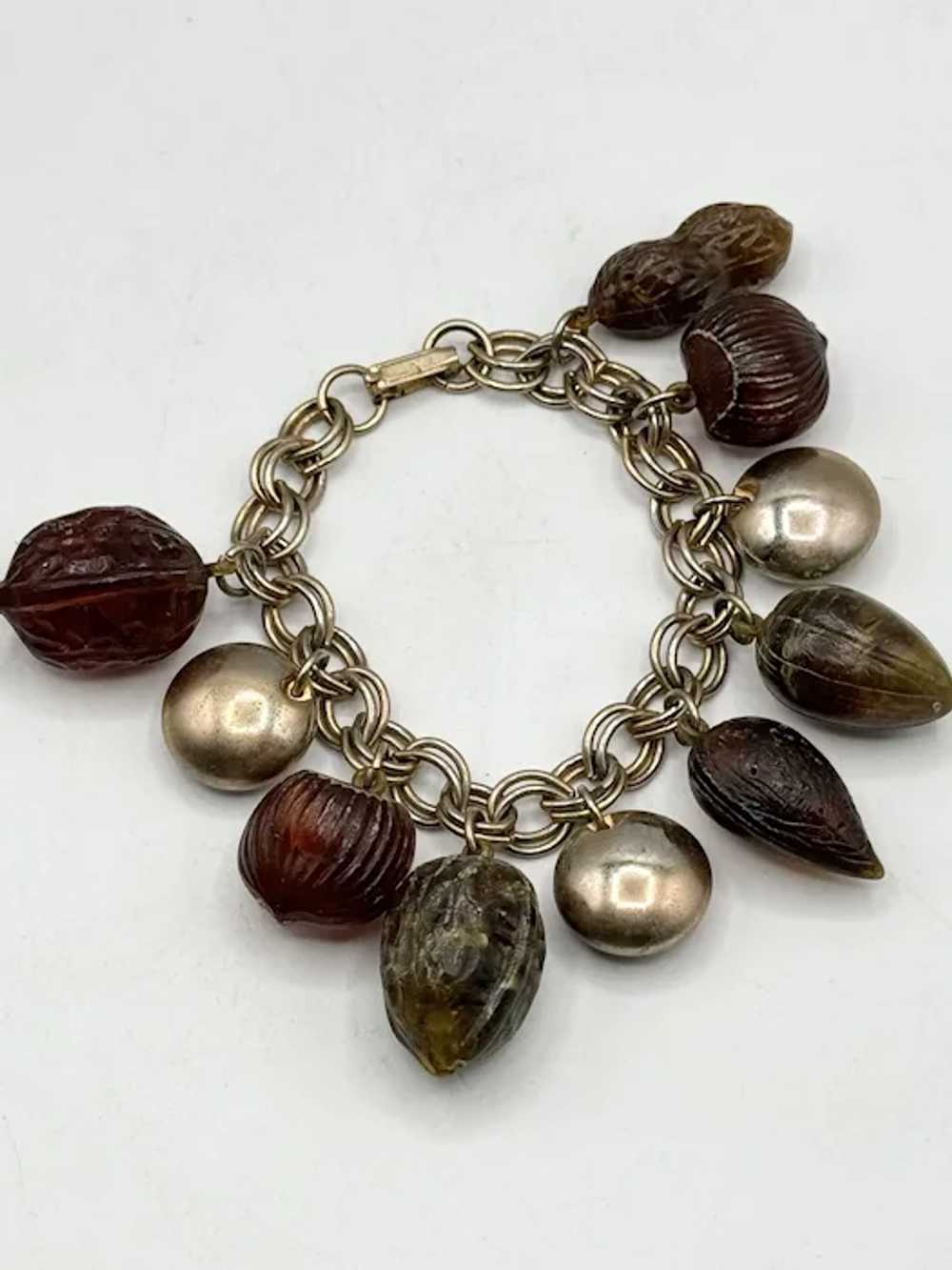 Vintage peanut nut acorn charm bracelet - image 5