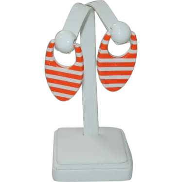 Funky 1960's Orange White Striped  Plastic Lucite 