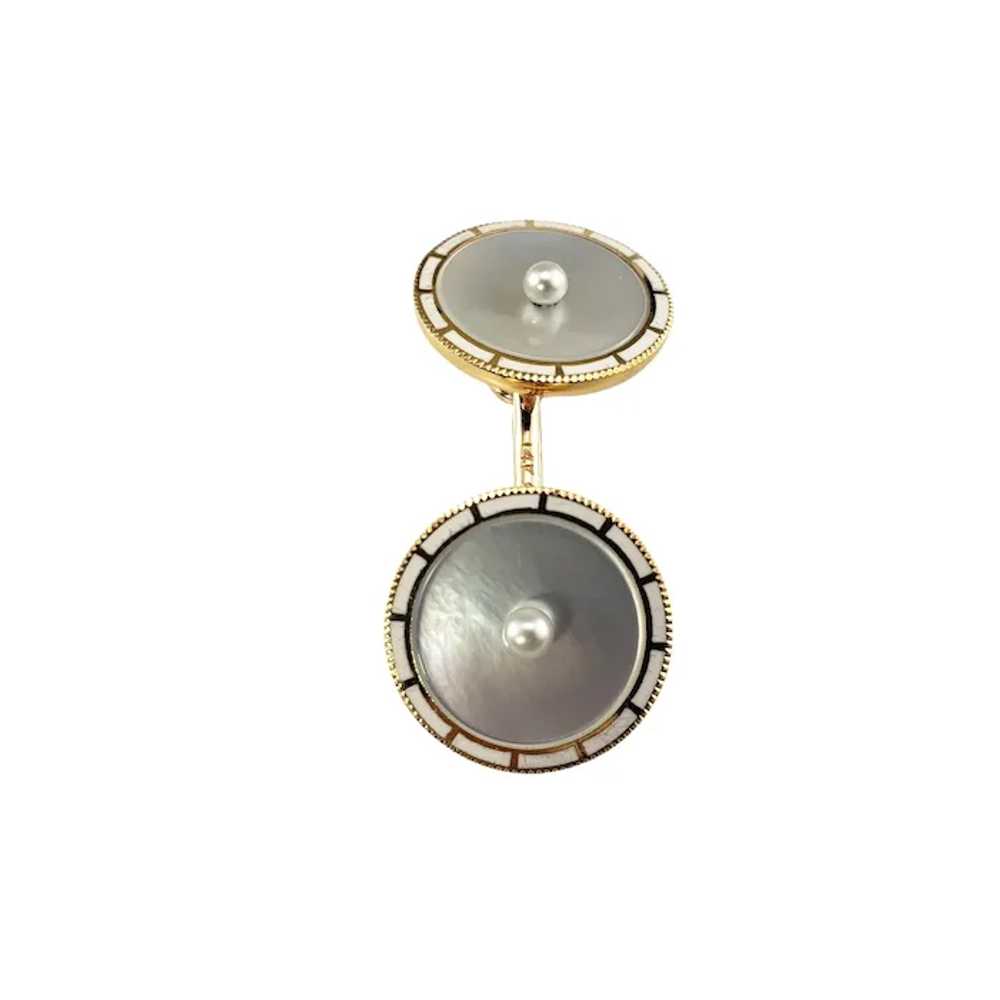 14K Yellow Gold Mother of Pearl Cufflinks #17073 - image 3