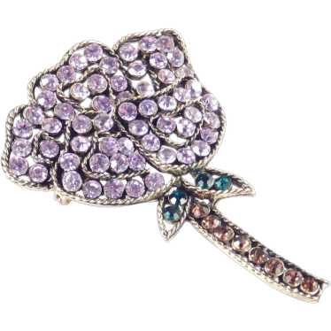 Weiss Rhinestone Flower Blossom Brooch Pin