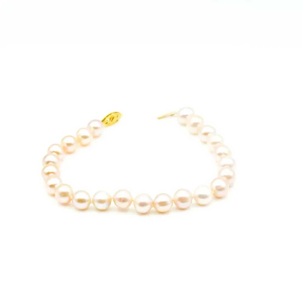 Pink Akoya Pearl Bracelet 7.5 Inches With 14K Gol… - image 5