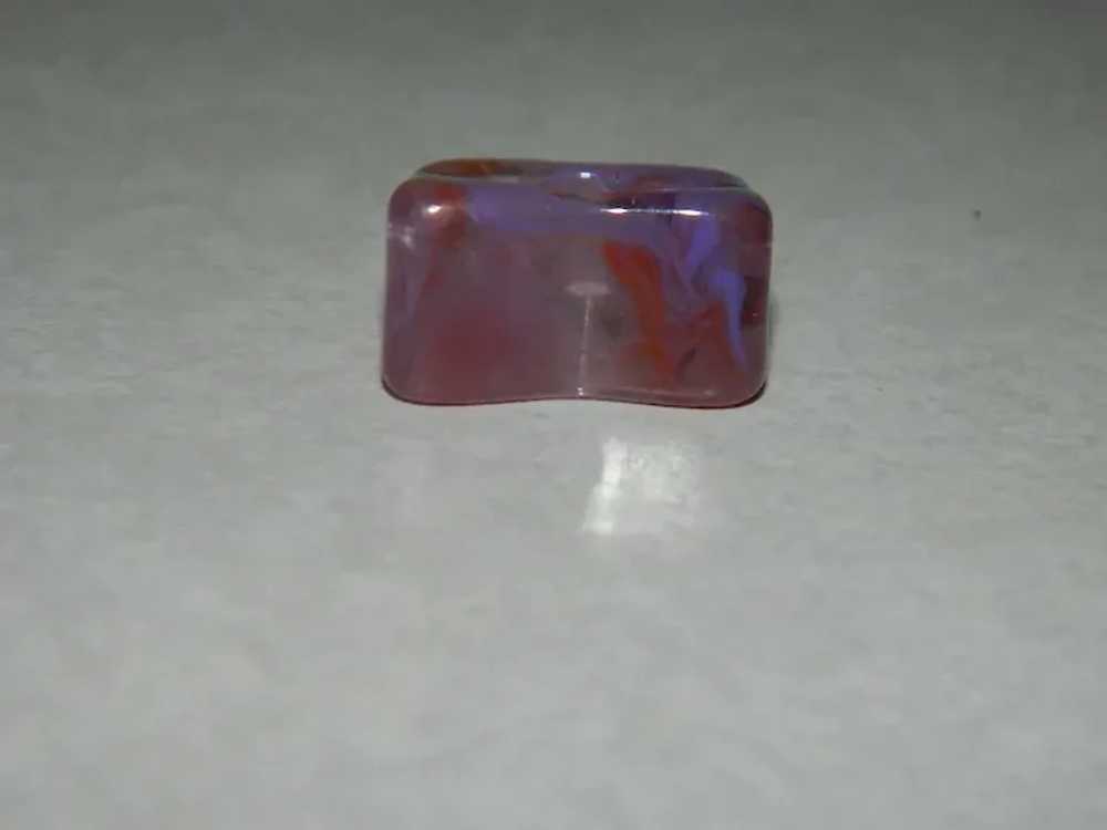 Early Plastics Free Form Lucite Ring Purple and O… - image 2
