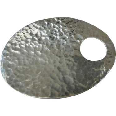 Modernist Hand-hammered Silver Pendant
