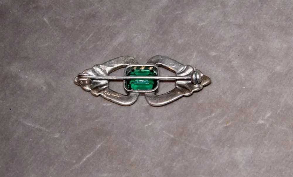 Vintage Sterling Brooch-Lapel Pin with Emerald Cu… - image 2