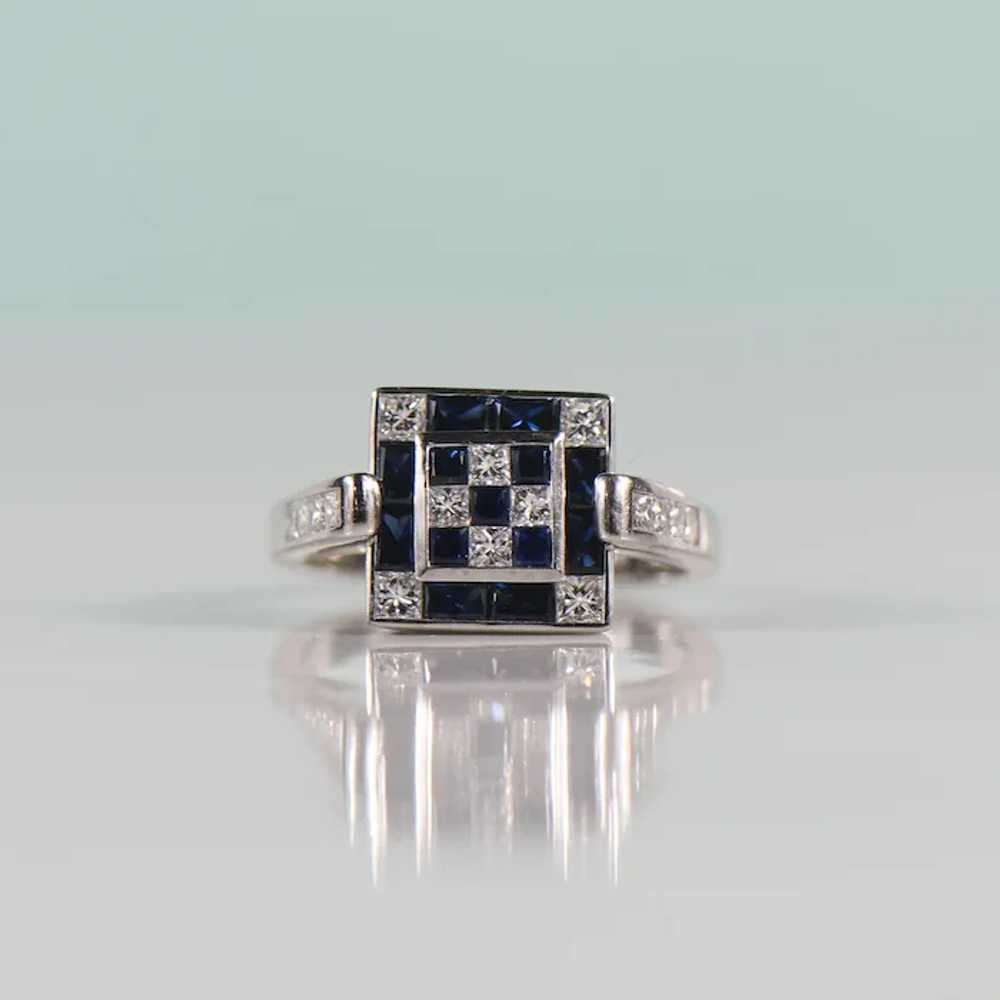 Invisible Set Blue Sapphire and Diamond Checkerbo… - image 4