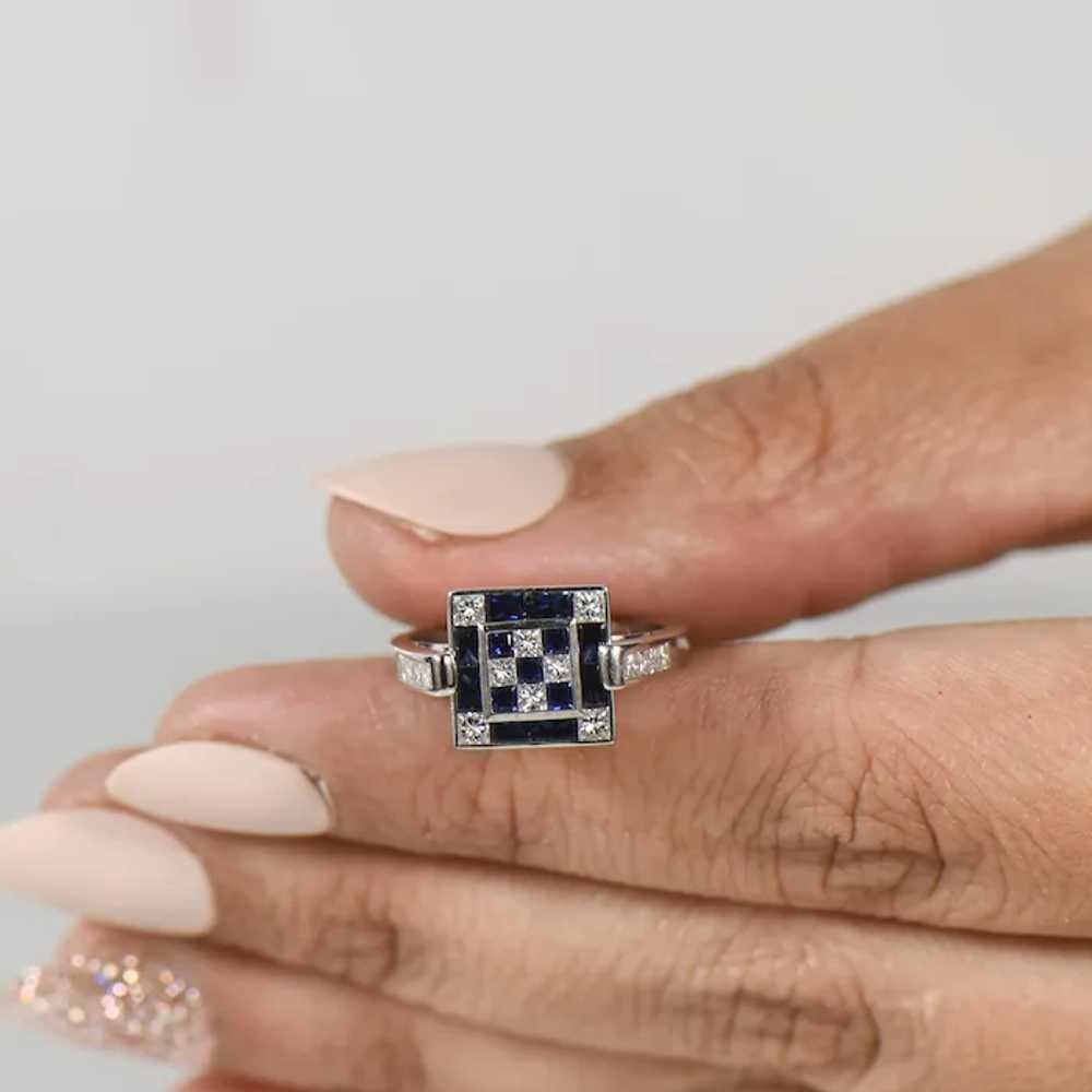 Invisible Set Blue Sapphire and Diamond Checkerbo… - image 7