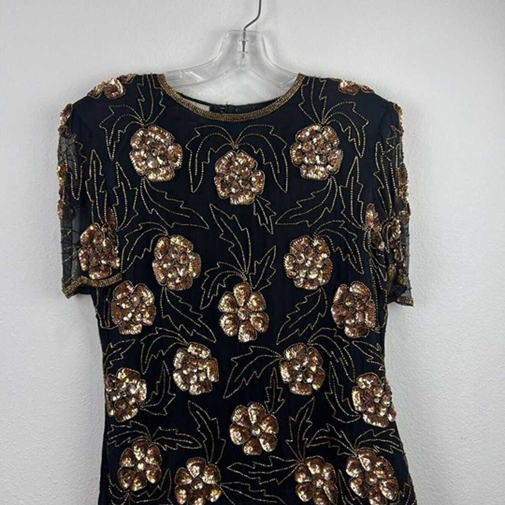 Vintage 1980s/90s Stenay Black and gold silk full… - image 1