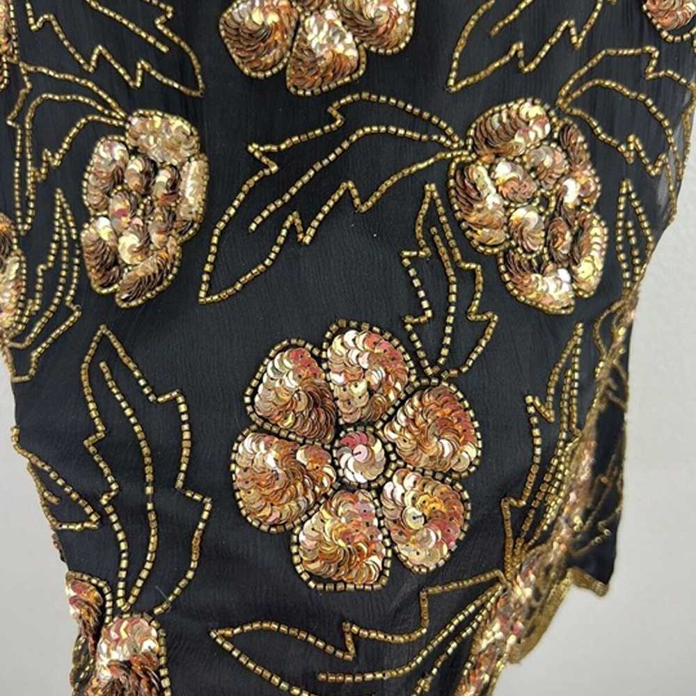 Vintage 1980s/90s Stenay Black and gold silk full… - image 2