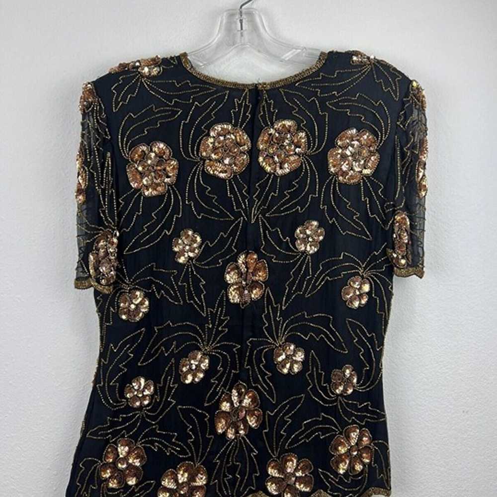 Vintage 1980s/90s Stenay Black and gold silk full… - image 3