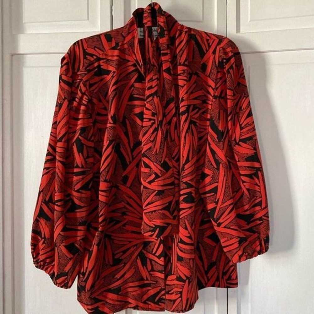 Vintage orange and black blouse.  Size 18.  Remov… - image 1