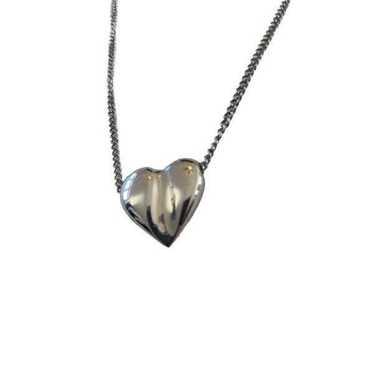 Vintage Avon Silver Tone Mirror Heart Necklace An… - image 1