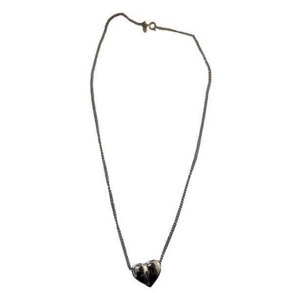 Vintage Avon Silver Tone Mirror Heart Necklace An… - image 3