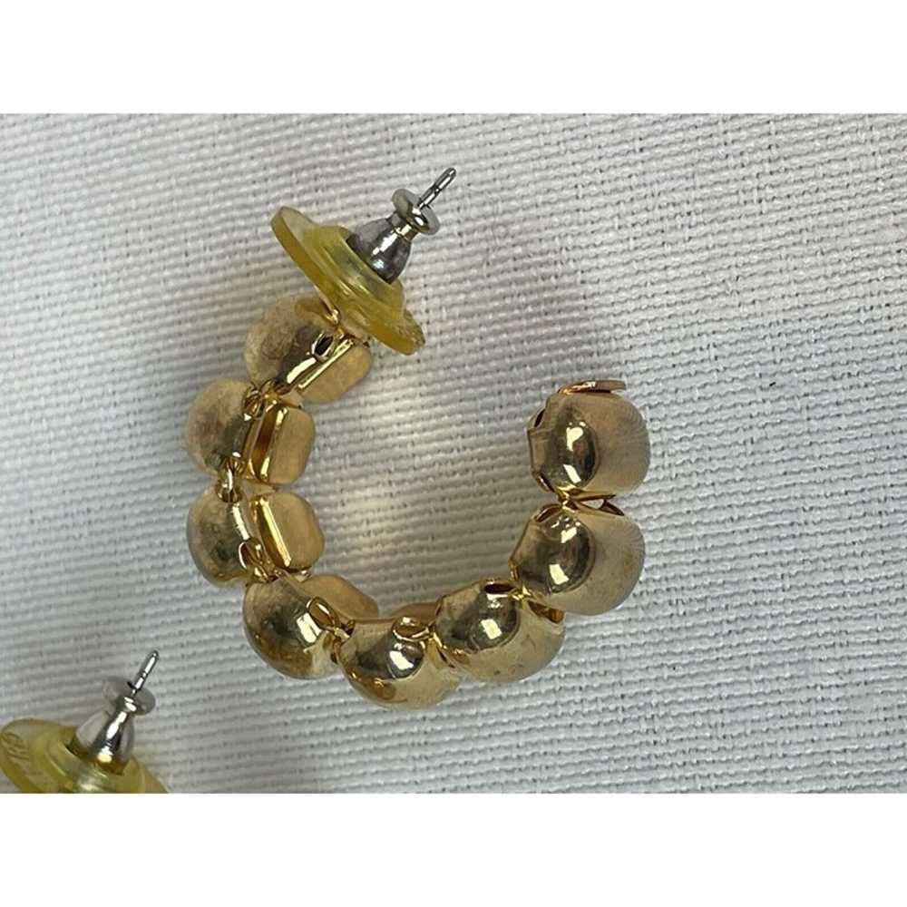 Vintage Gold Tone Half Shrimp Hoop Earrings Light… - image 3