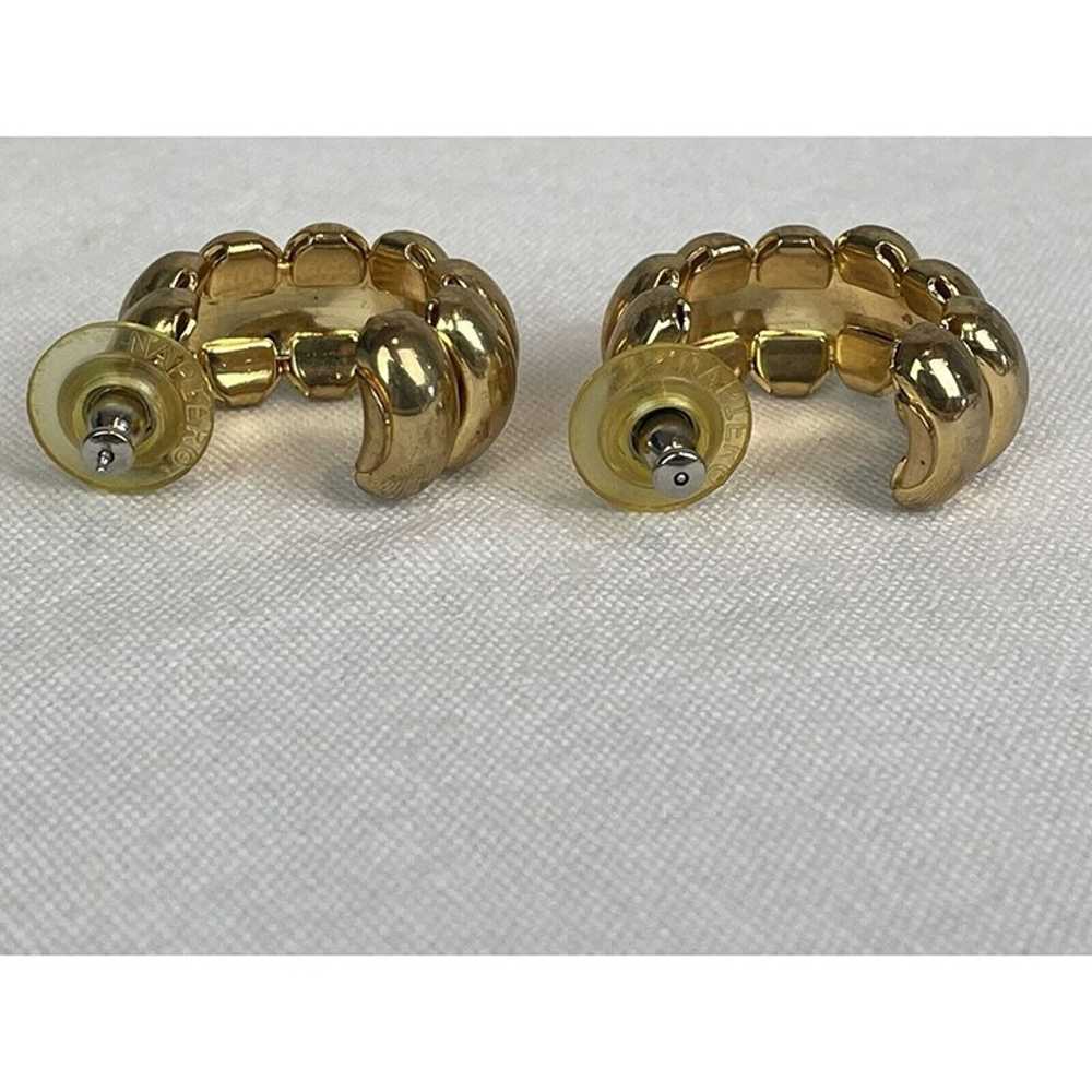 Vintage Gold Tone Half Shrimp Hoop Earrings Light… - image 8
