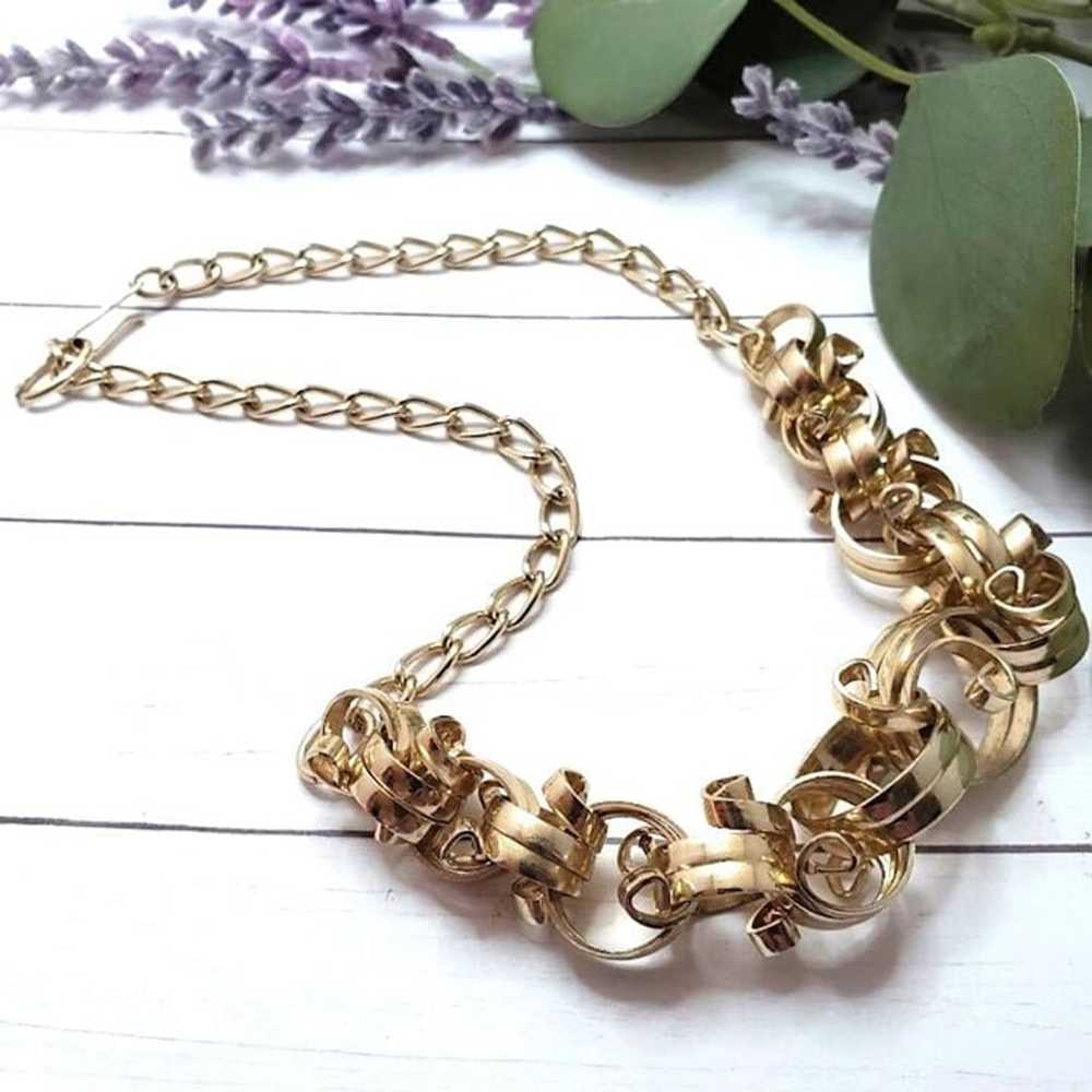 Vintage Rare Gold Chain Chunky Link Necklace Retr… - image 1
