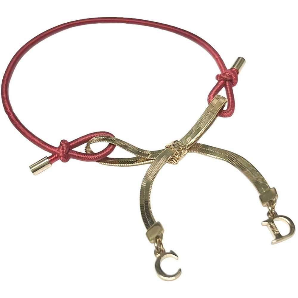 VTG AUTH Christian Dior Red Elastic Gold Chain CD… - image 1