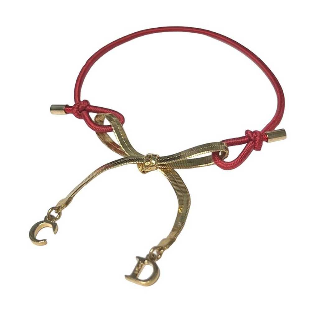 VTG AUTH Christian Dior Red Elastic Gold Chain CD… - image 2