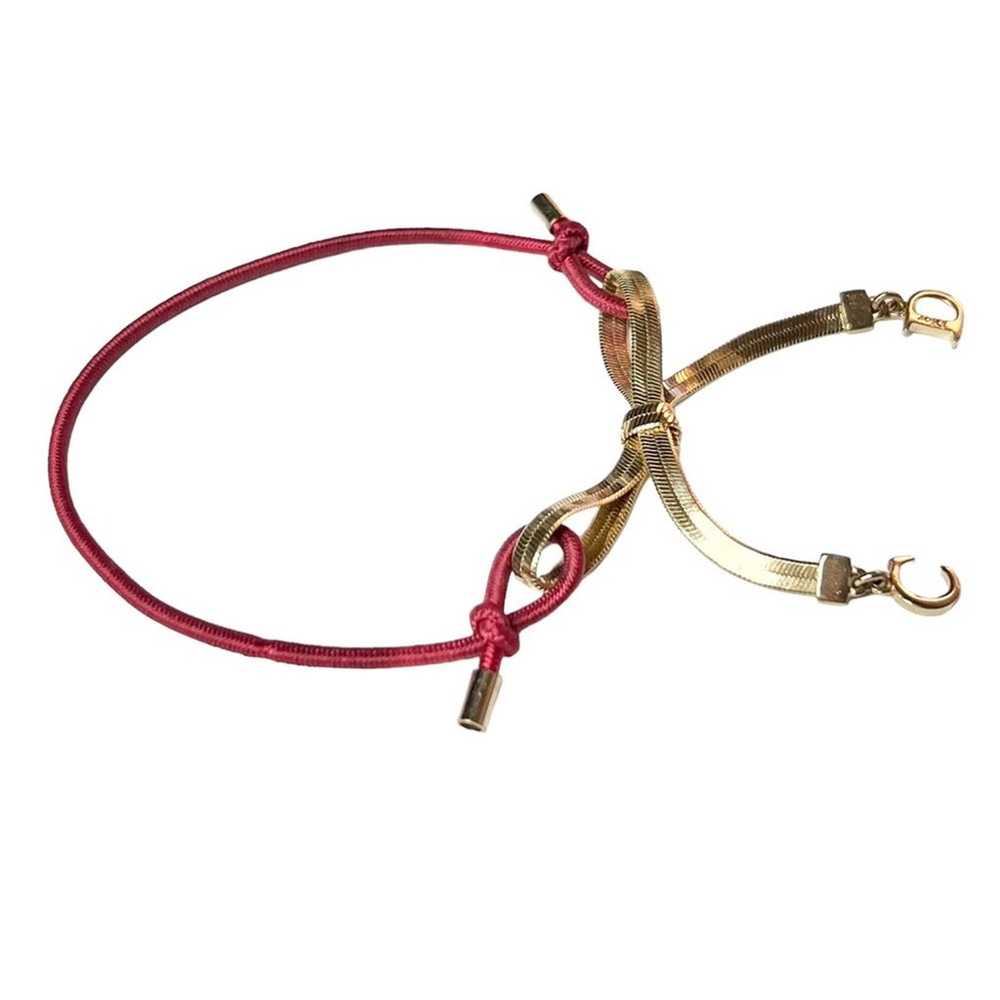 VTG AUTH Christian Dior Red Elastic Gold Chain CD… - image 8
