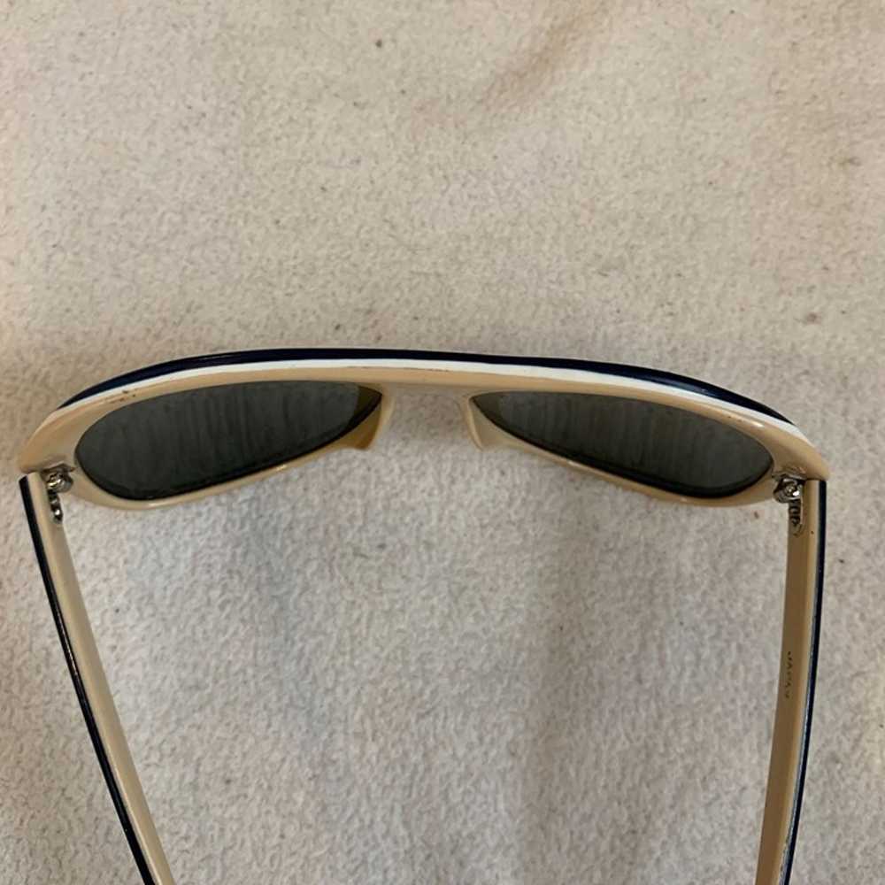 Vintage Mirrored Blue White Tan Sunglasses Made i… - image 10