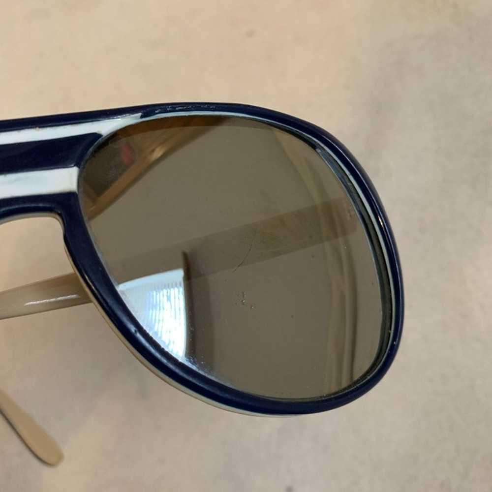 Vintage Mirrored Blue White Tan Sunglasses Made i… - image 12