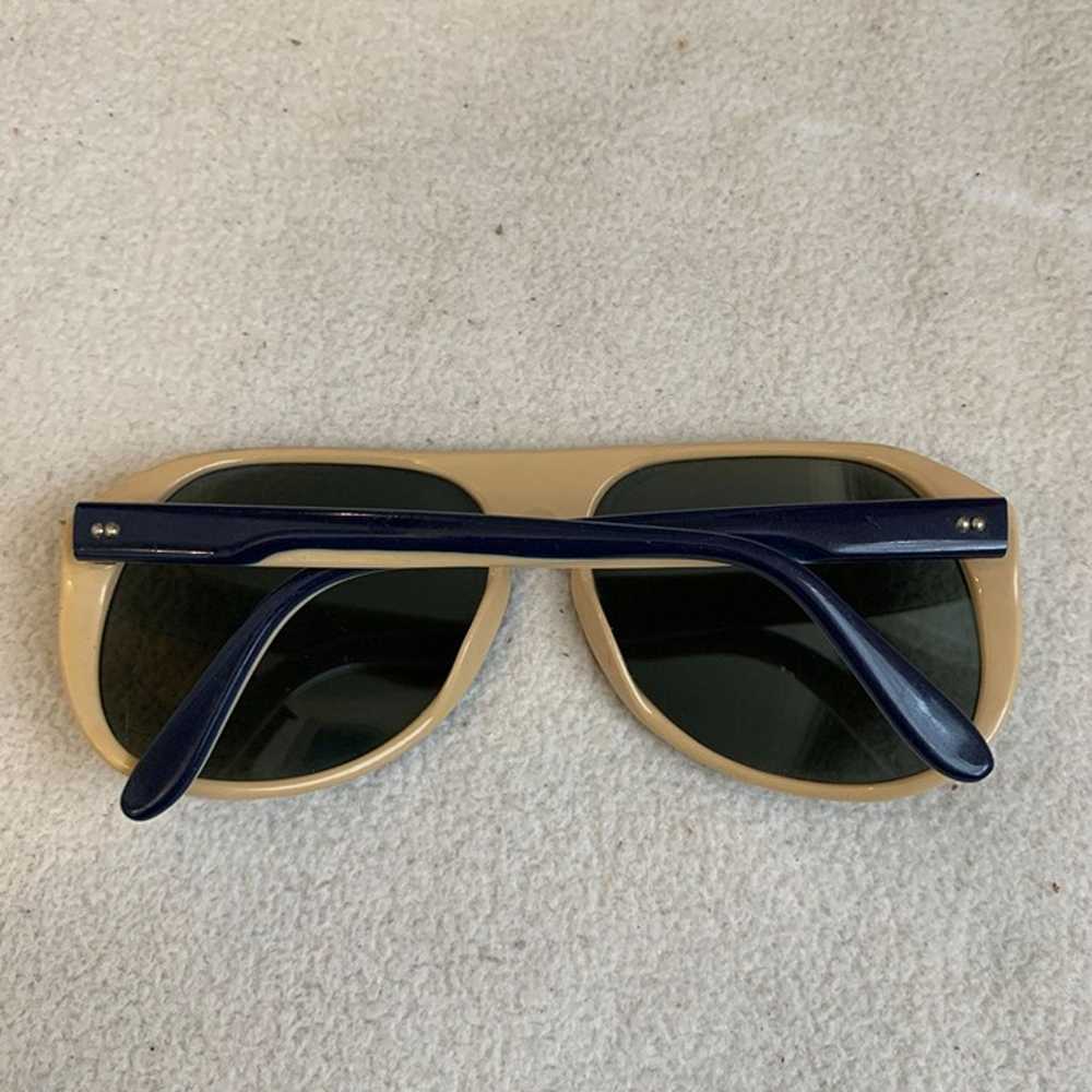 Vintage Mirrored Blue White Tan Sunglasses Made i… - image 2