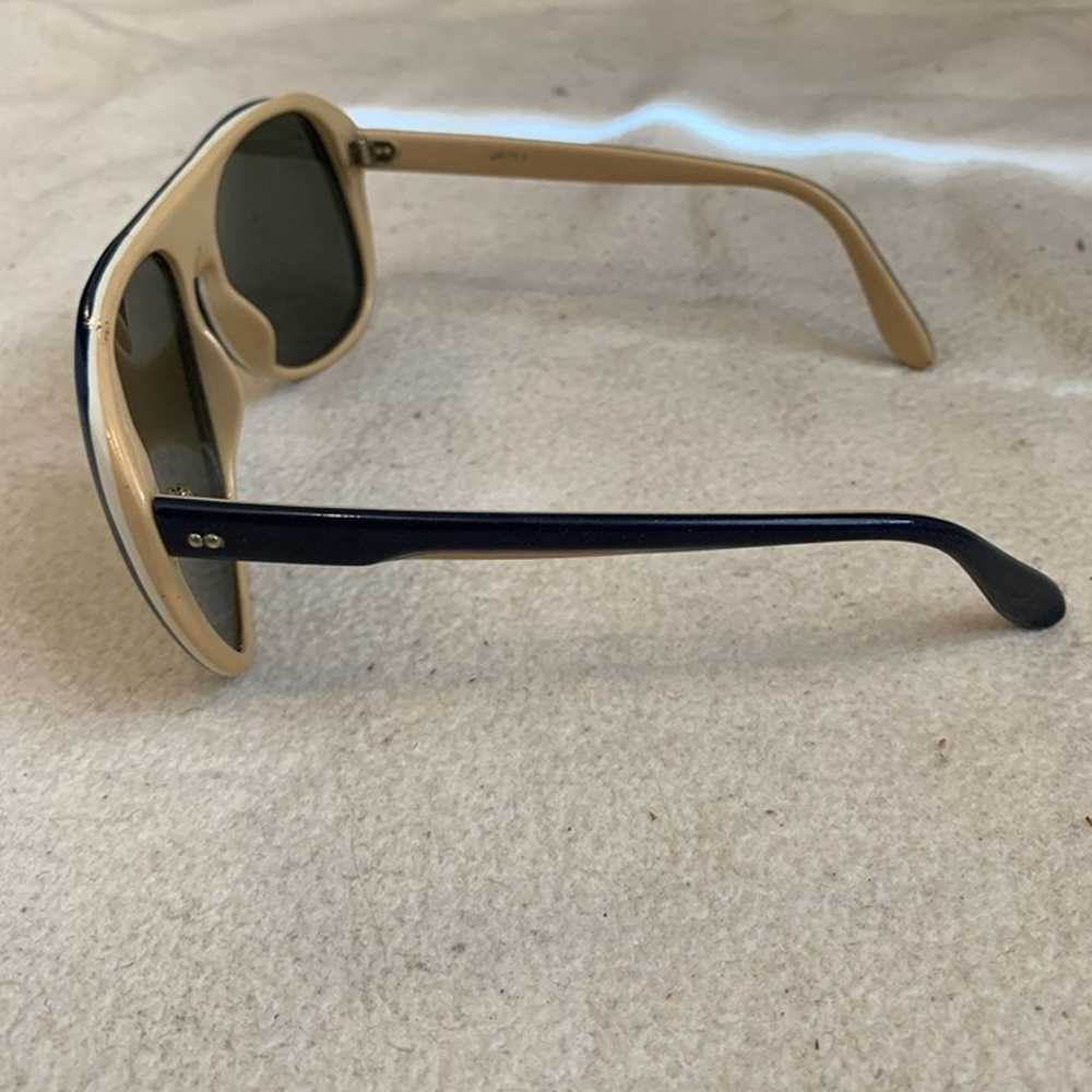 Vintage Mirrored Blue White Tan Sunglasses Made i… - image 4