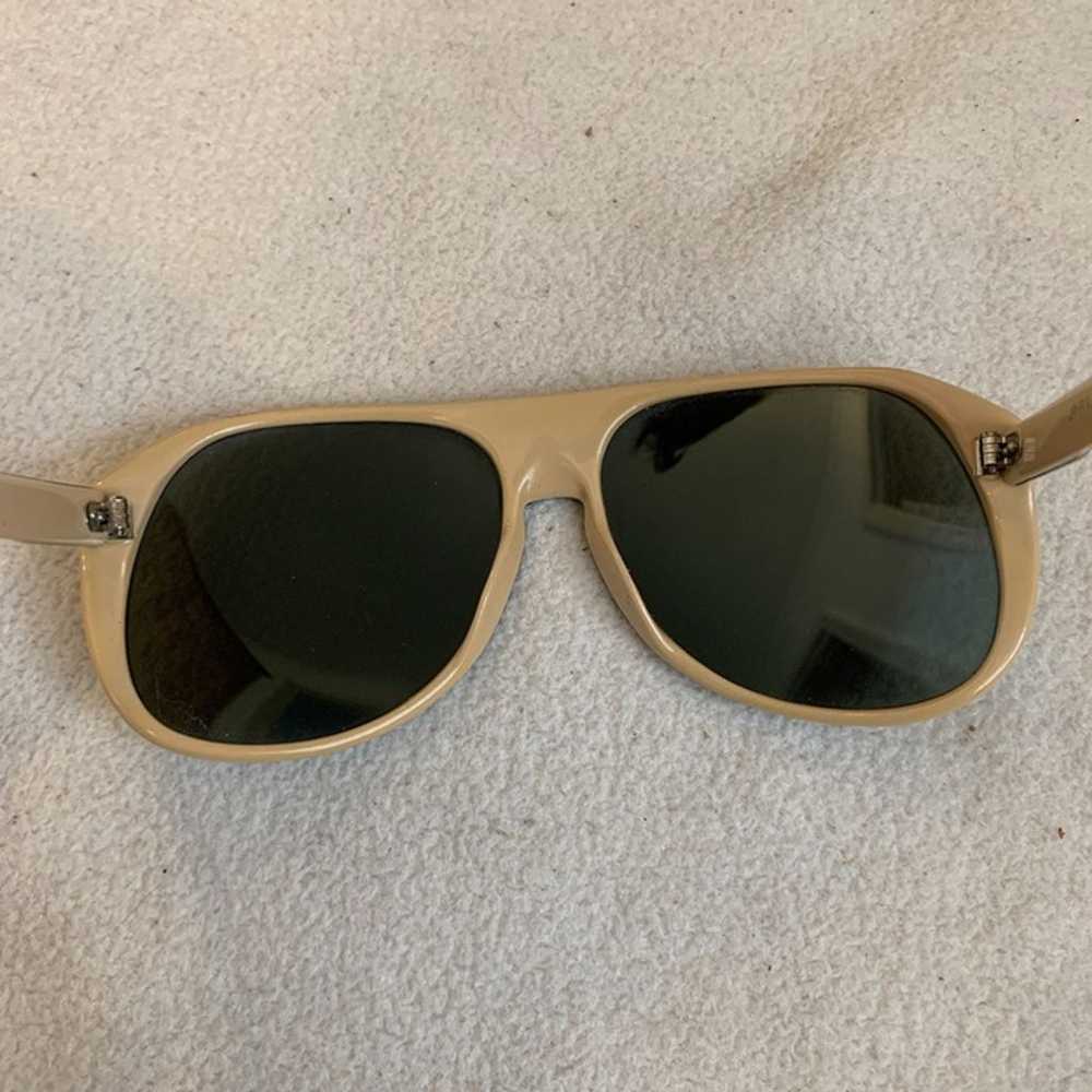 Vintage Mirrored Blue White Tan Sunglasses Made i… - image 8