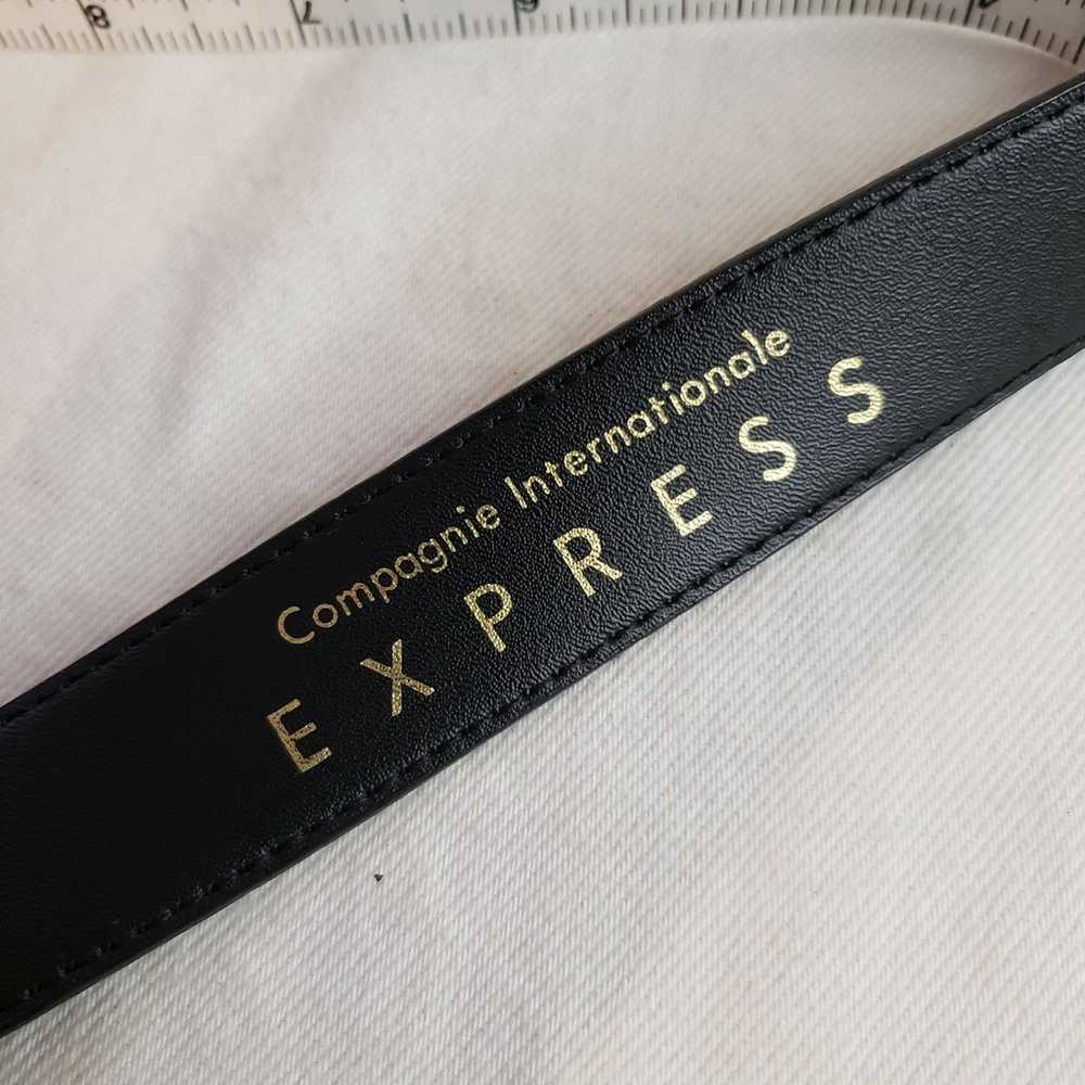 Vintage Express Black Suede Belt Gold Tone Buckle - image 5