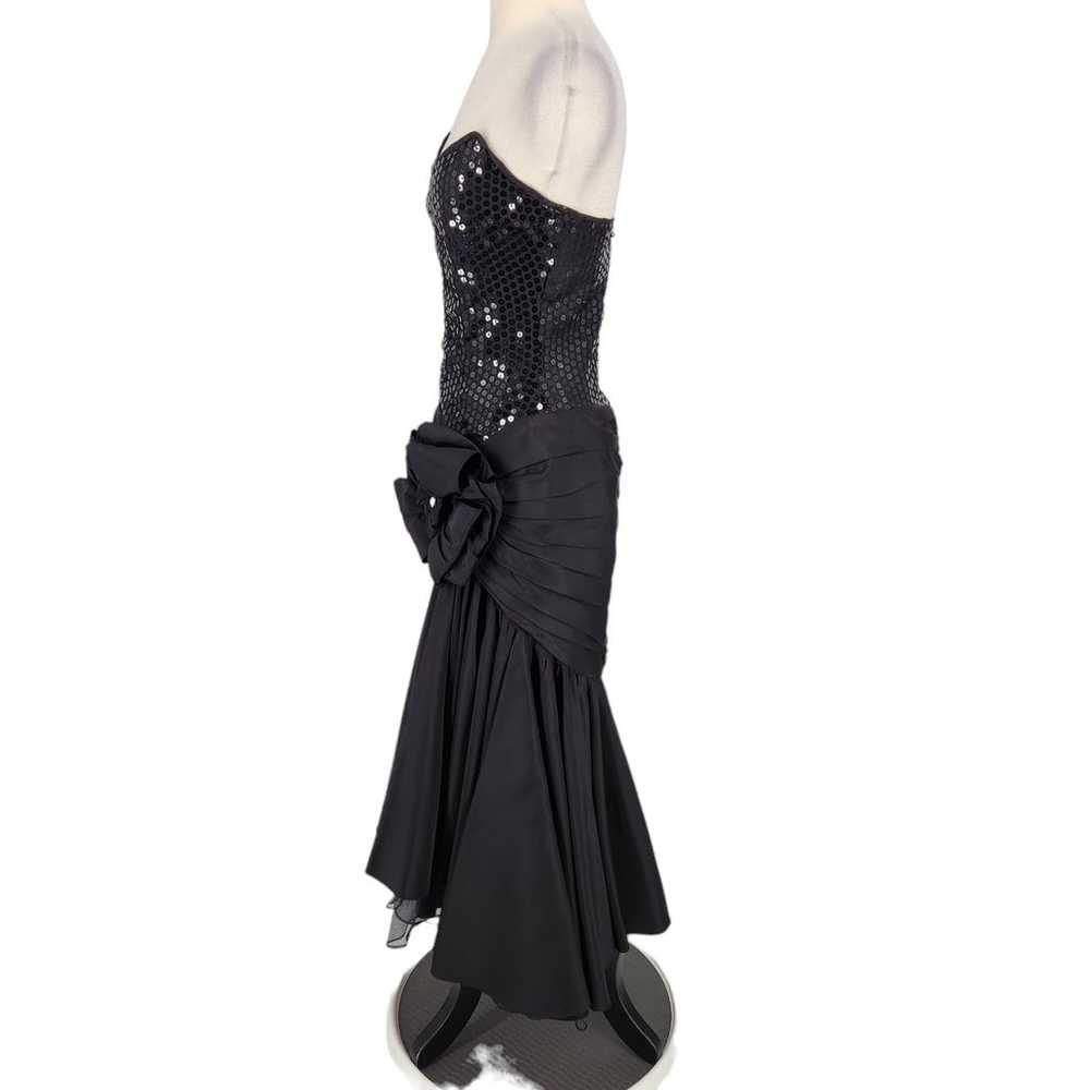 Vintage 80s Lillie Rubin Black Strapless Gown wit… - image 3
