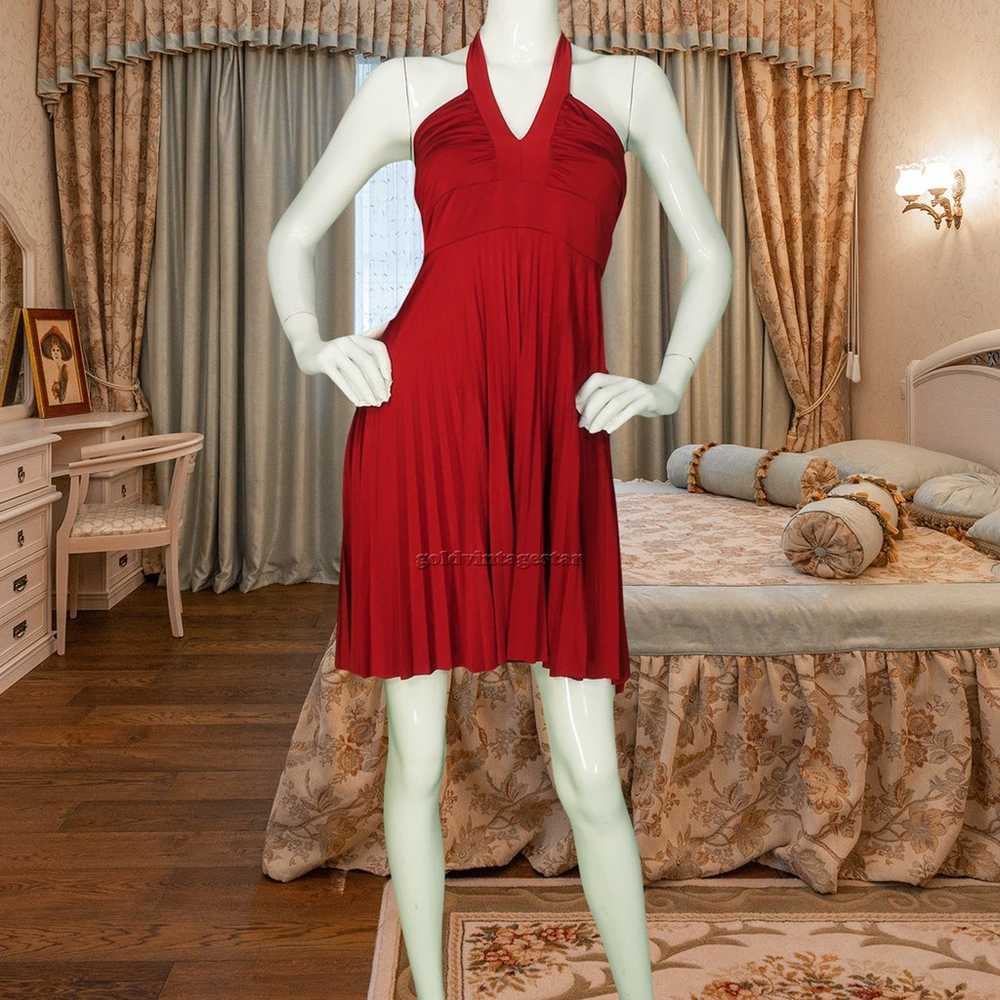 Soprano Ruby Red Halter Mini Evening Party Dress M - image 3