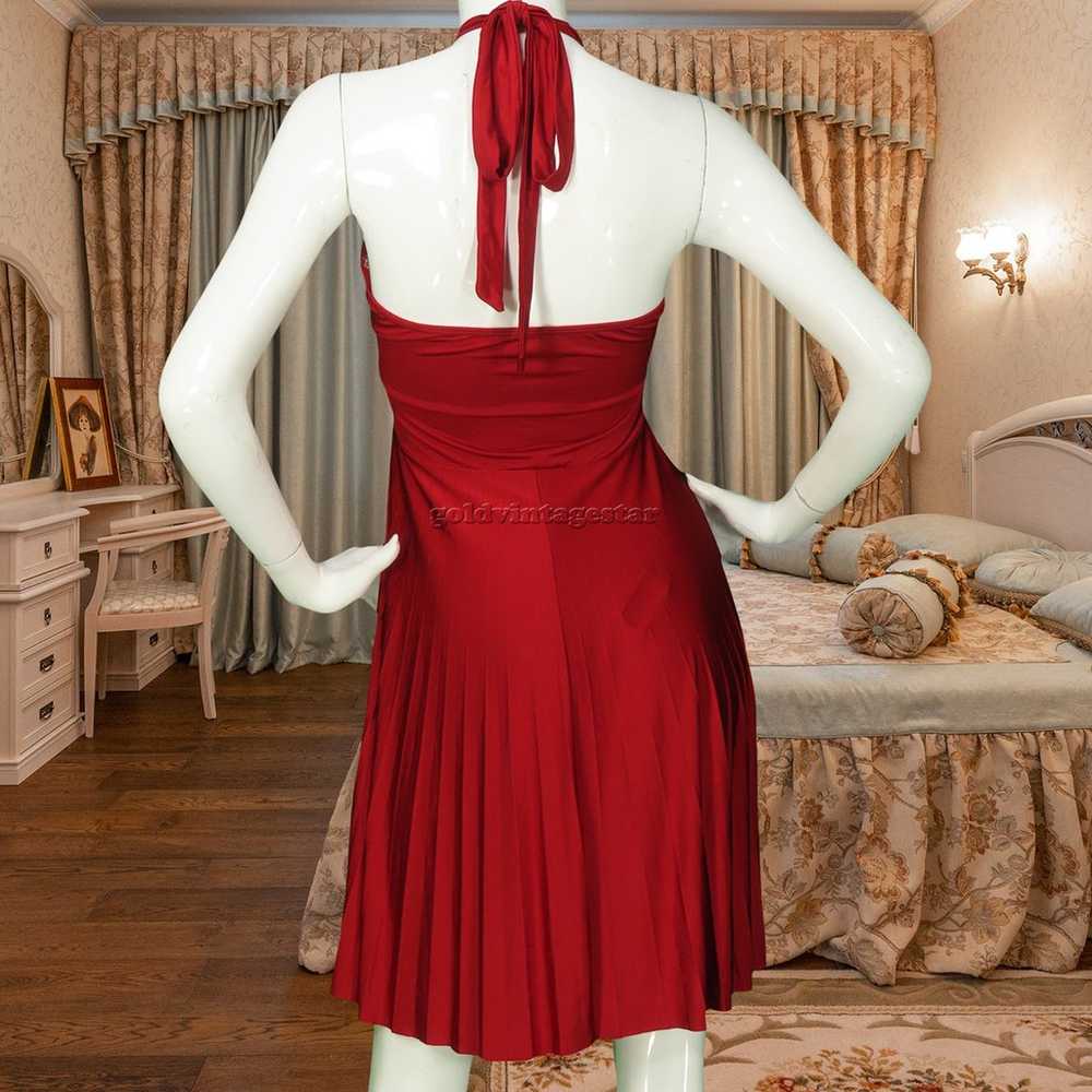 Soprano Ruby Red Halter Mini Evening Party Dress M - image 5