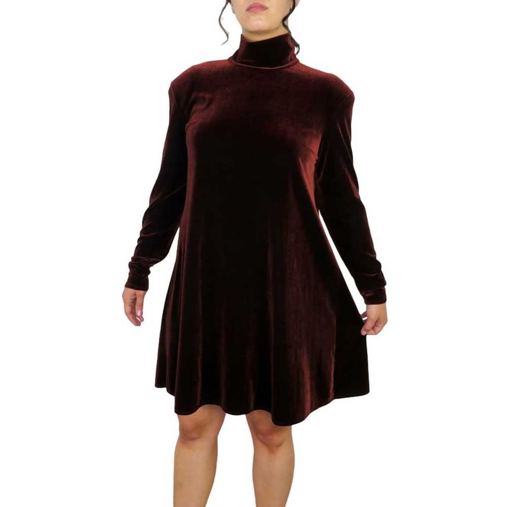 Dawn Joy Vintage Burgundy Velvet Dress Long Sleev… - image 1