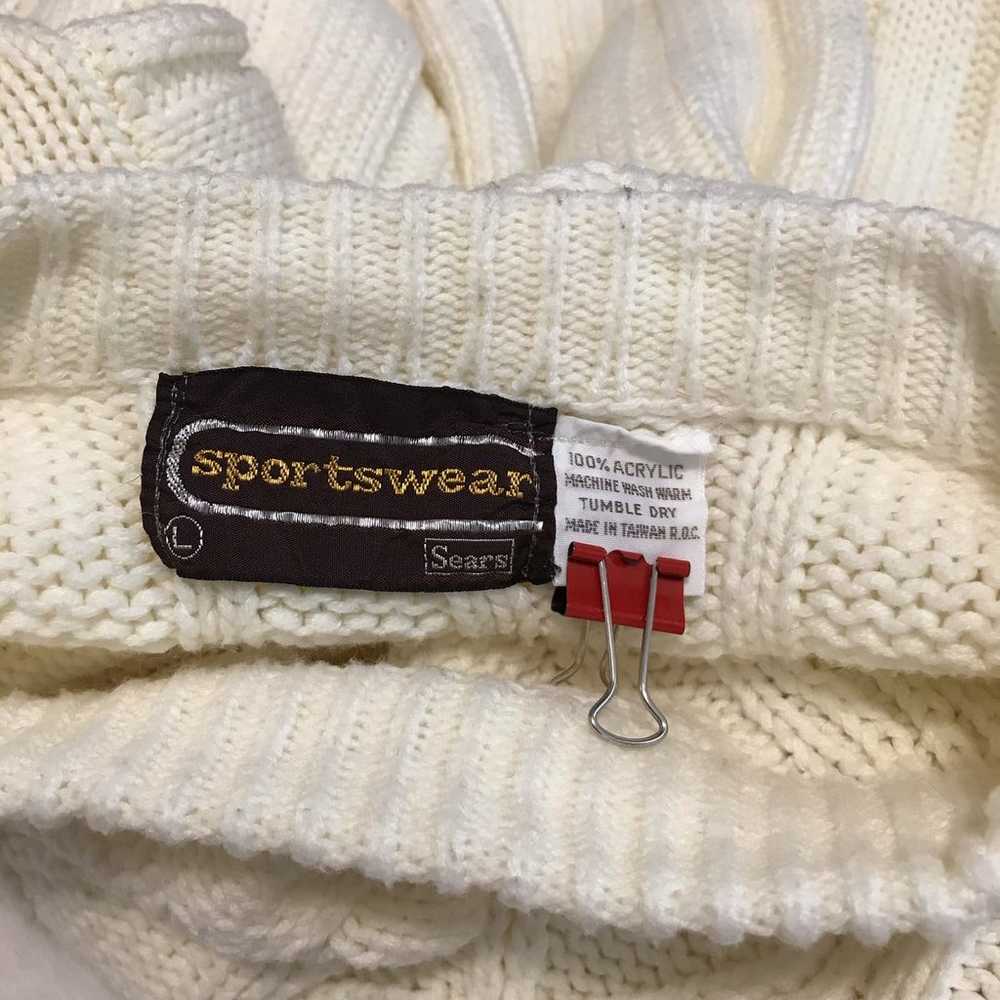 Sportswear Sears Vintage Cream Knit Sweater L - image 8