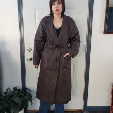 90s/Y2K Maurices Brown Leather Trench Coat