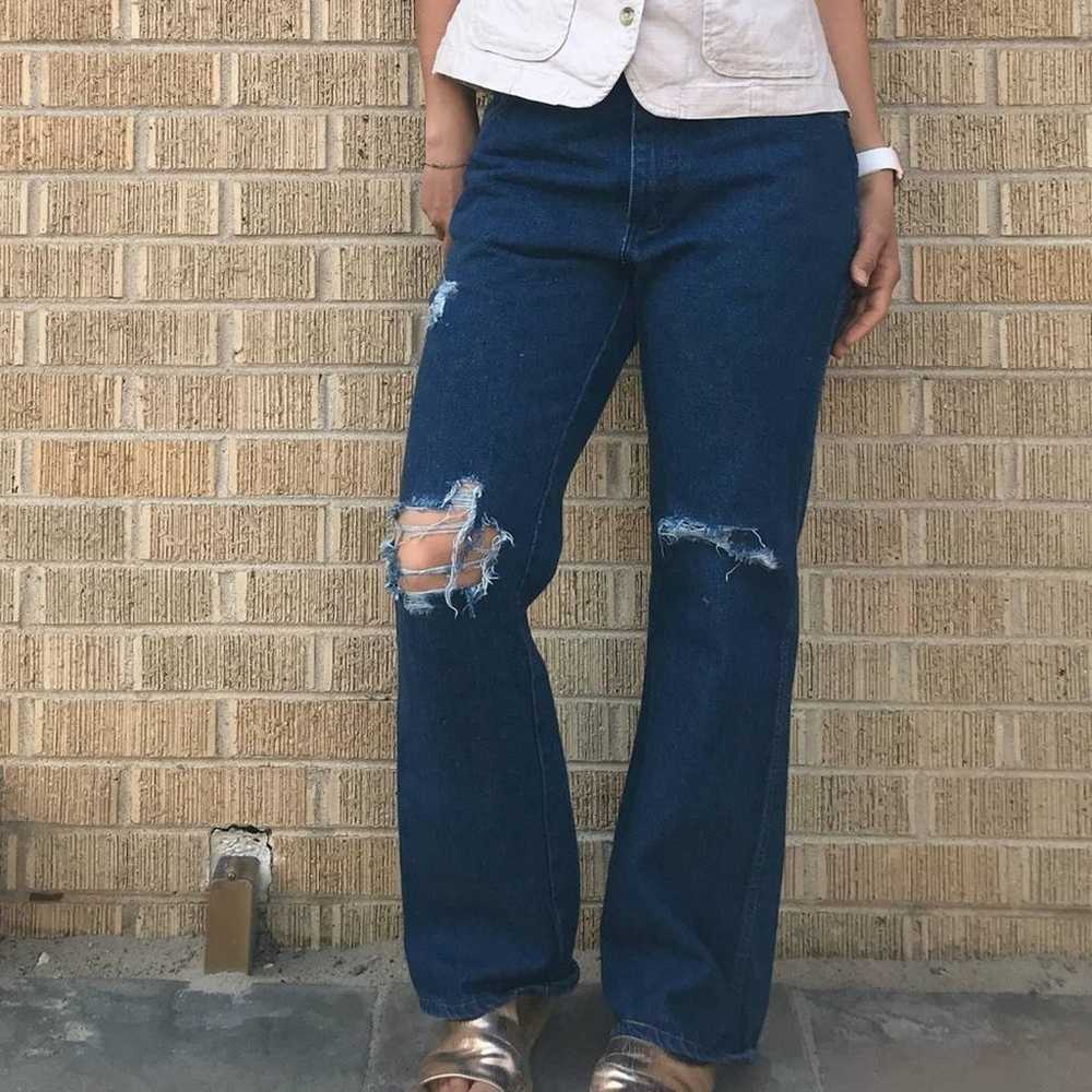 Vtg 80s Rustler distressed mom flare jeans 28.5" - image 2