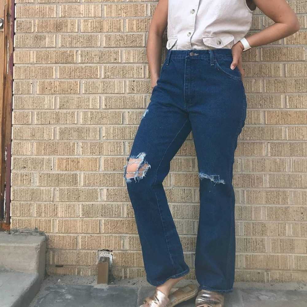 Vtg 80s Rustler distressed mom flare jeans 28.5" - image 6