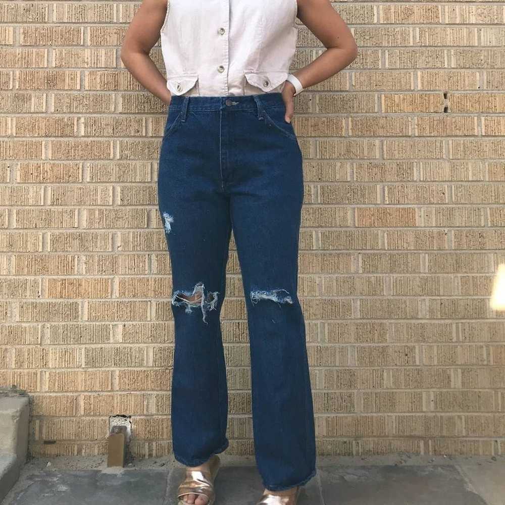 Vtg 80s Rustler distressed mom flare jeans 28.5" - image 7