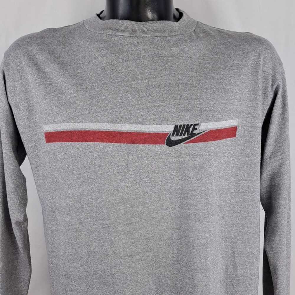 Vintage 70's Nike spellout 2 stripes grey & black… - image 1
