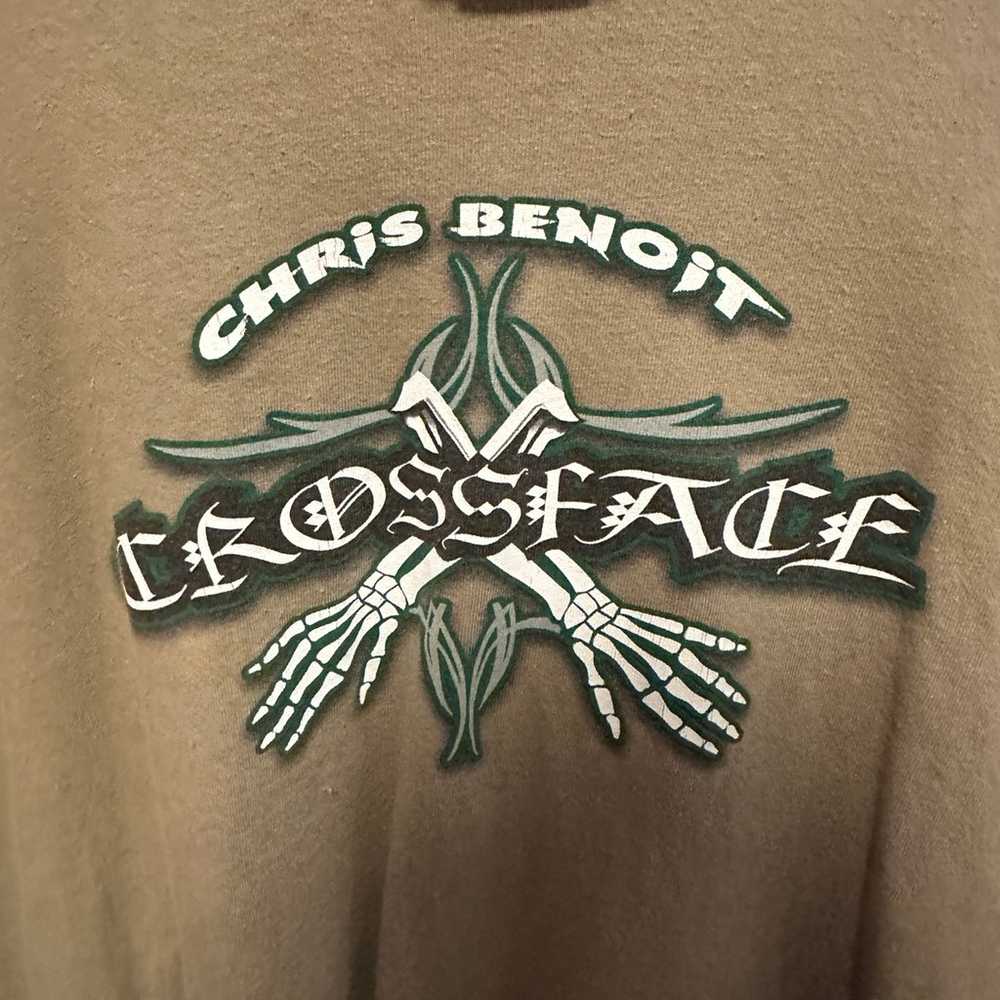 Vintage Chris Benoit WWE wrestling shirt cross fa… - image 6