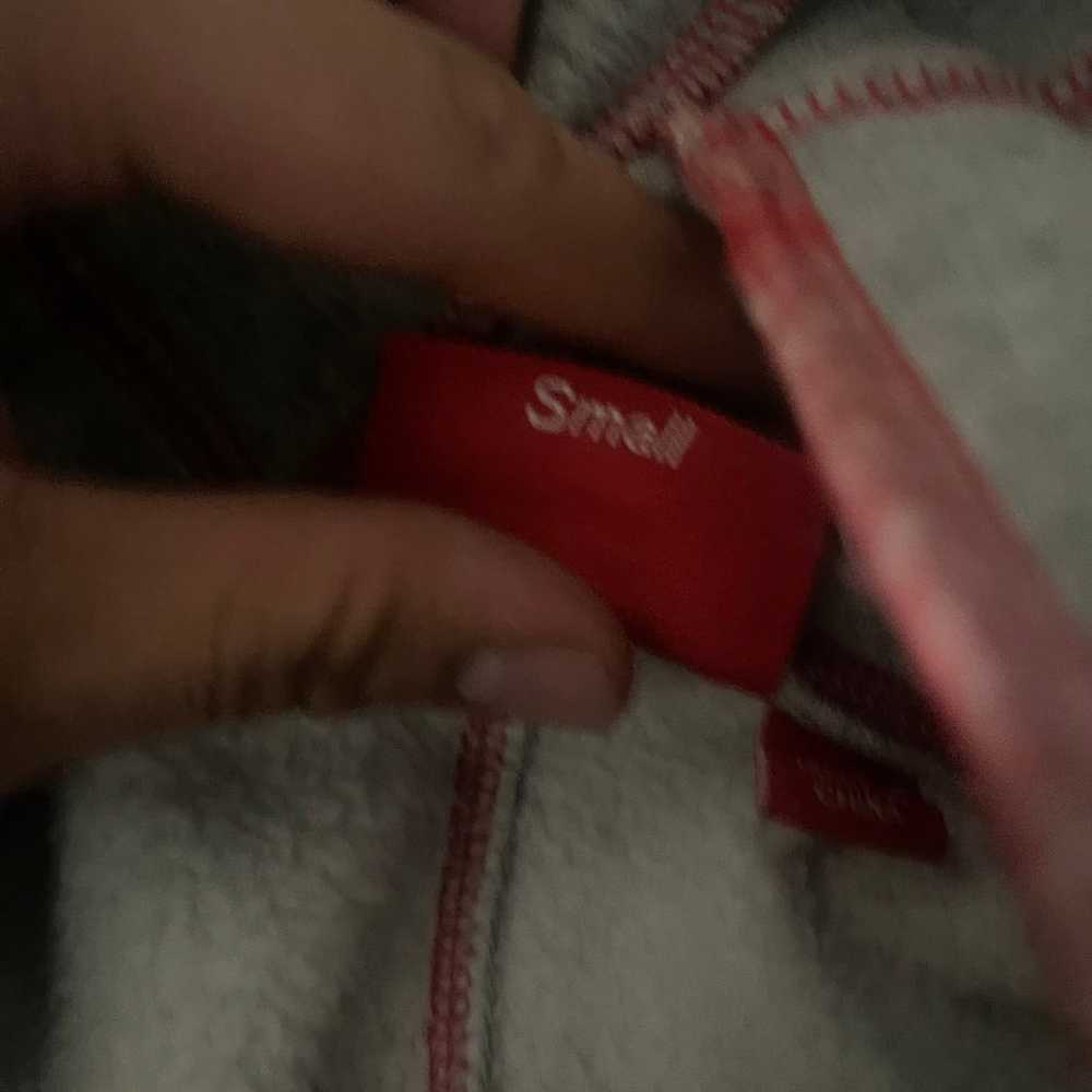 Supreme grey red coverstitch hoodie - image 4