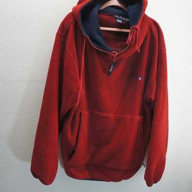 Nautica red hooded vintage 1/4 zip fleece size XL - image 1