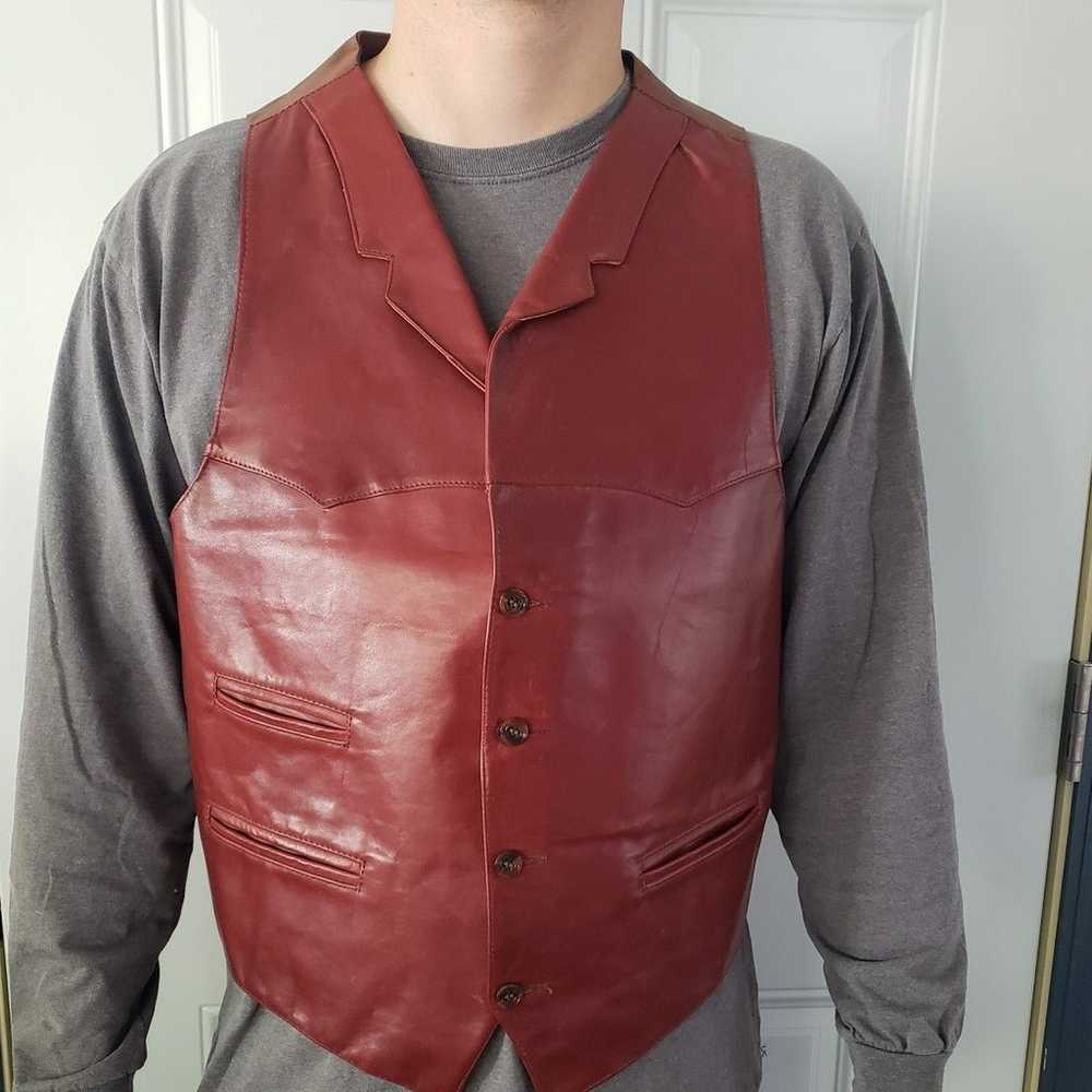 Vintage Brown Leather Vest - image 1