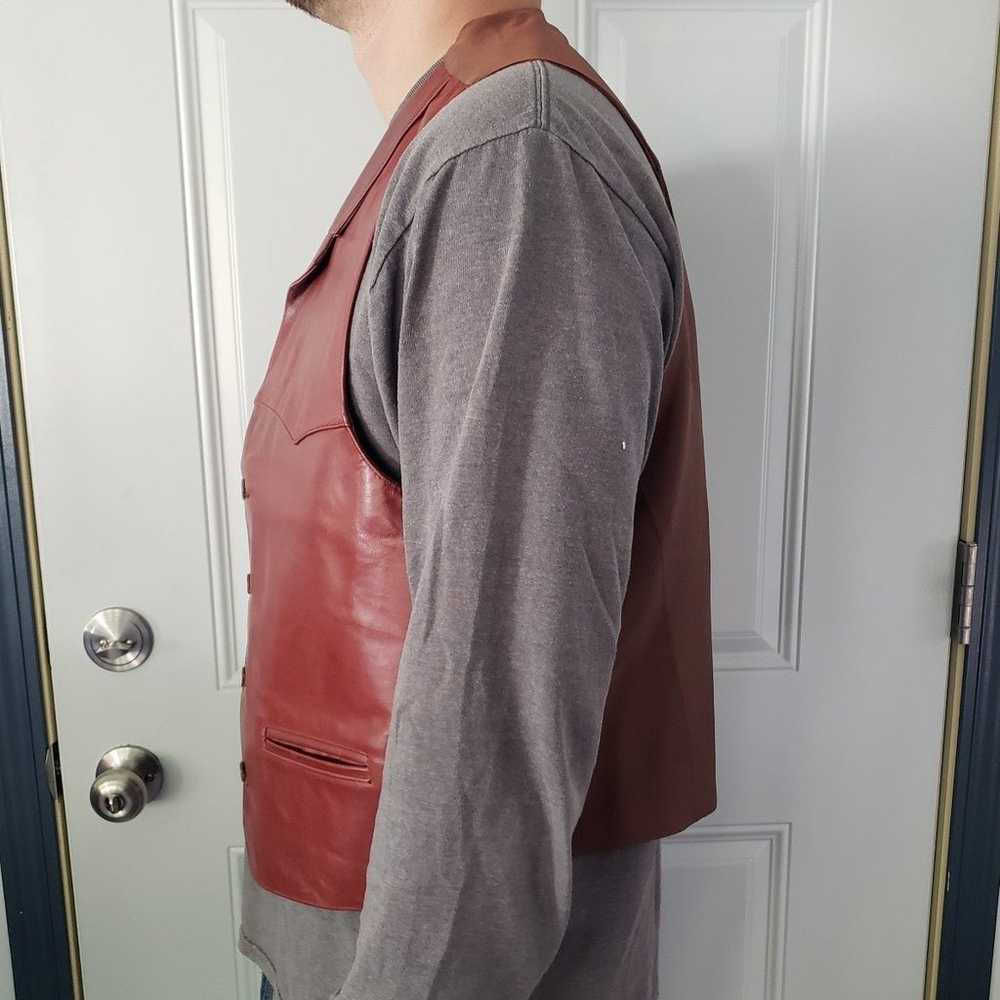 Vintage Brown Leather Vest - image 2