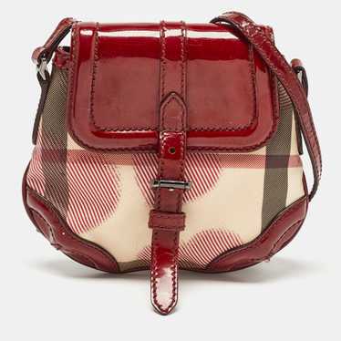 BURBERRY Burgundy/Beige House Check PVC and Patent